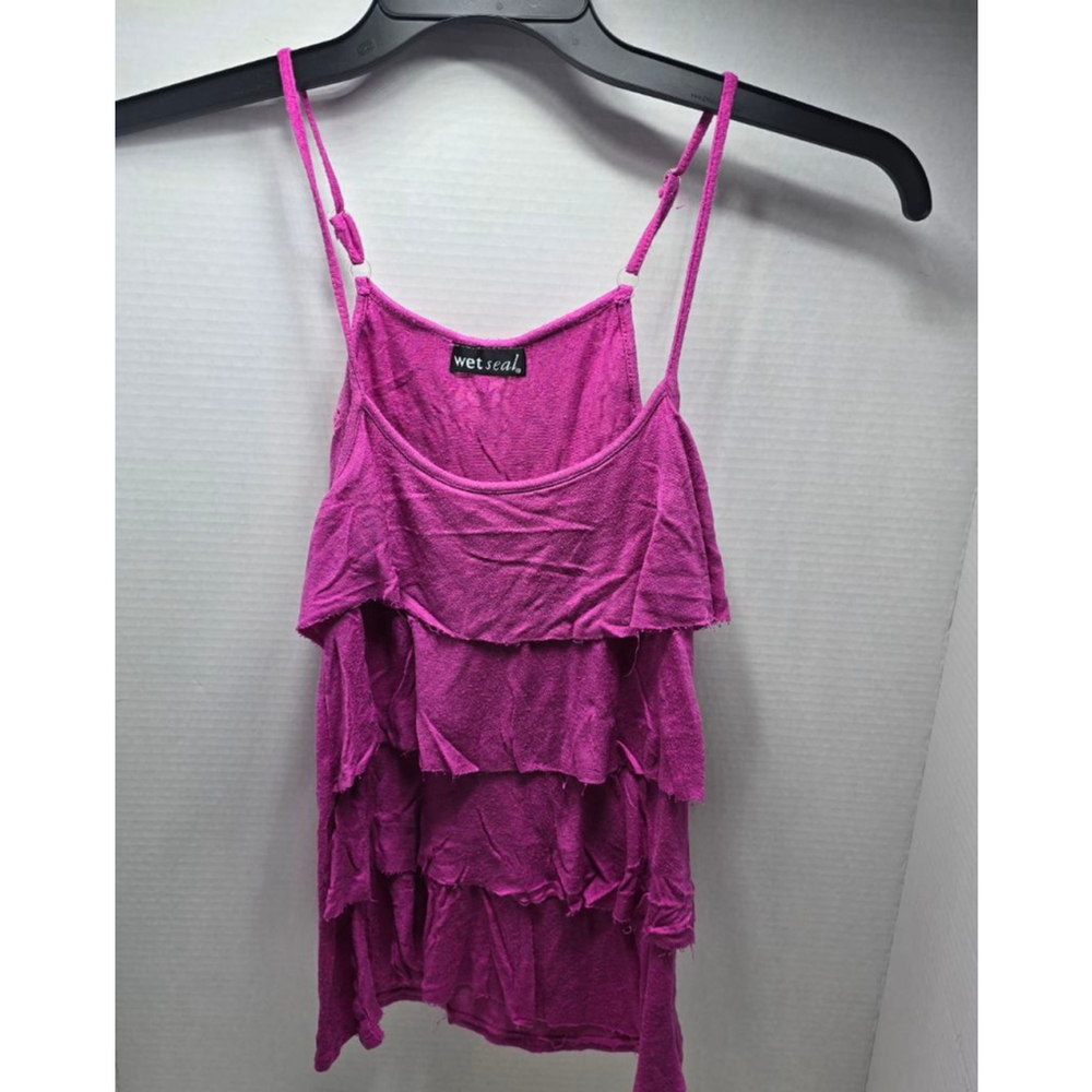 Juniors Wet Seal Pink Ruffled Tank Top XS